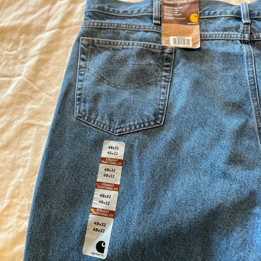 NEW & TAGS 48 x 32 Carhartt Traditional Denim Jeans B18 STW  Men Work Med Wash